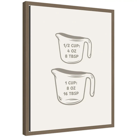 Kitchen Conversion Charts Cups Framed Canvas Wall Art Print - kateandlaurel