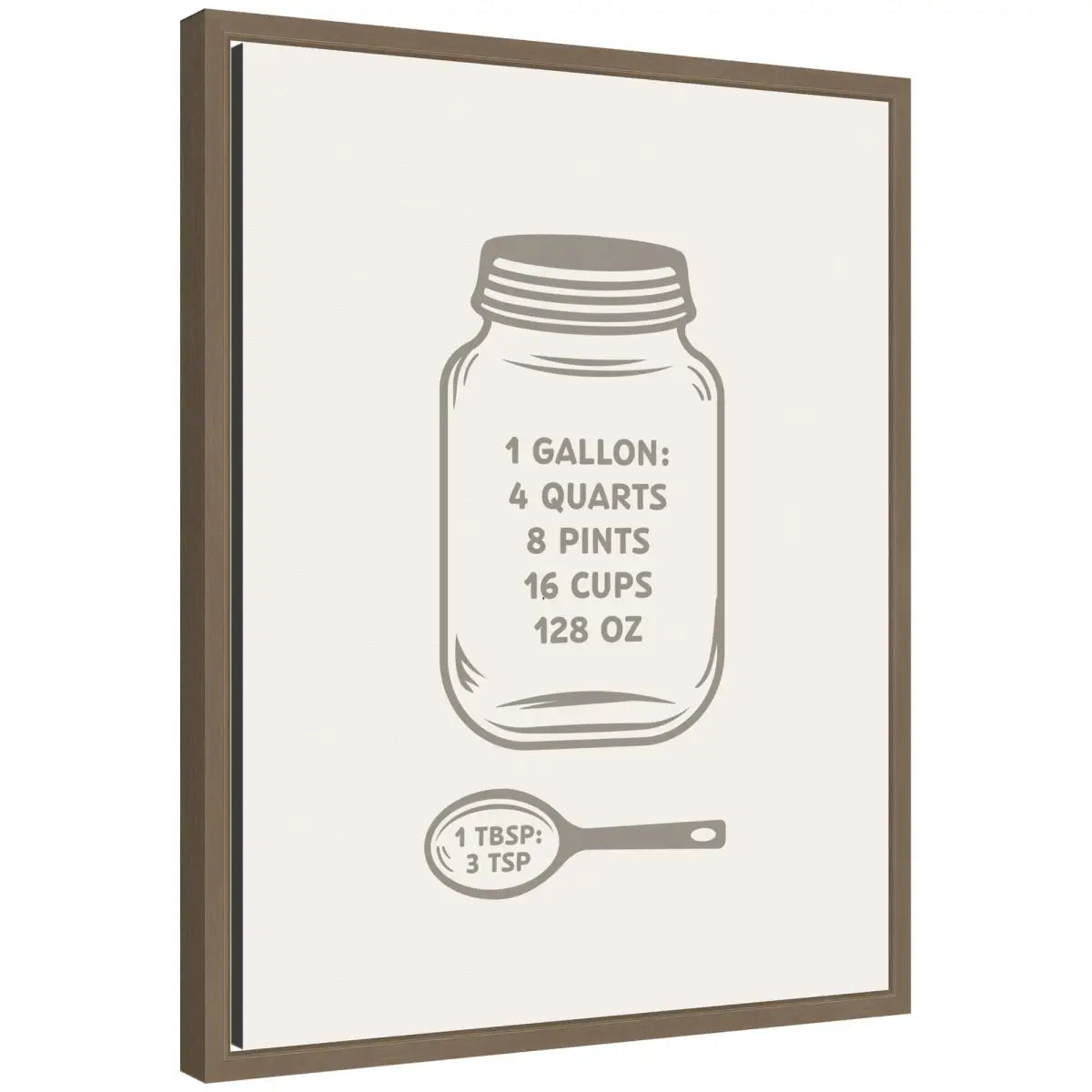 Kitchen Conversion Charts Gallon Tbsp Framed Canvas Wall Art Print - kateandlaurel