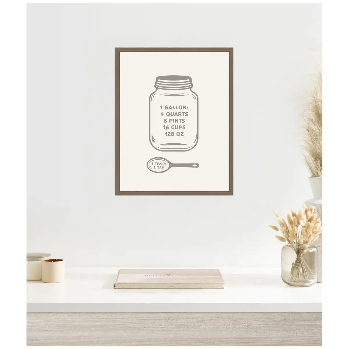 Kitchen Conversion Charts Gallon Tbsp Framed Canvas Wall Art Print - kateandlaurel