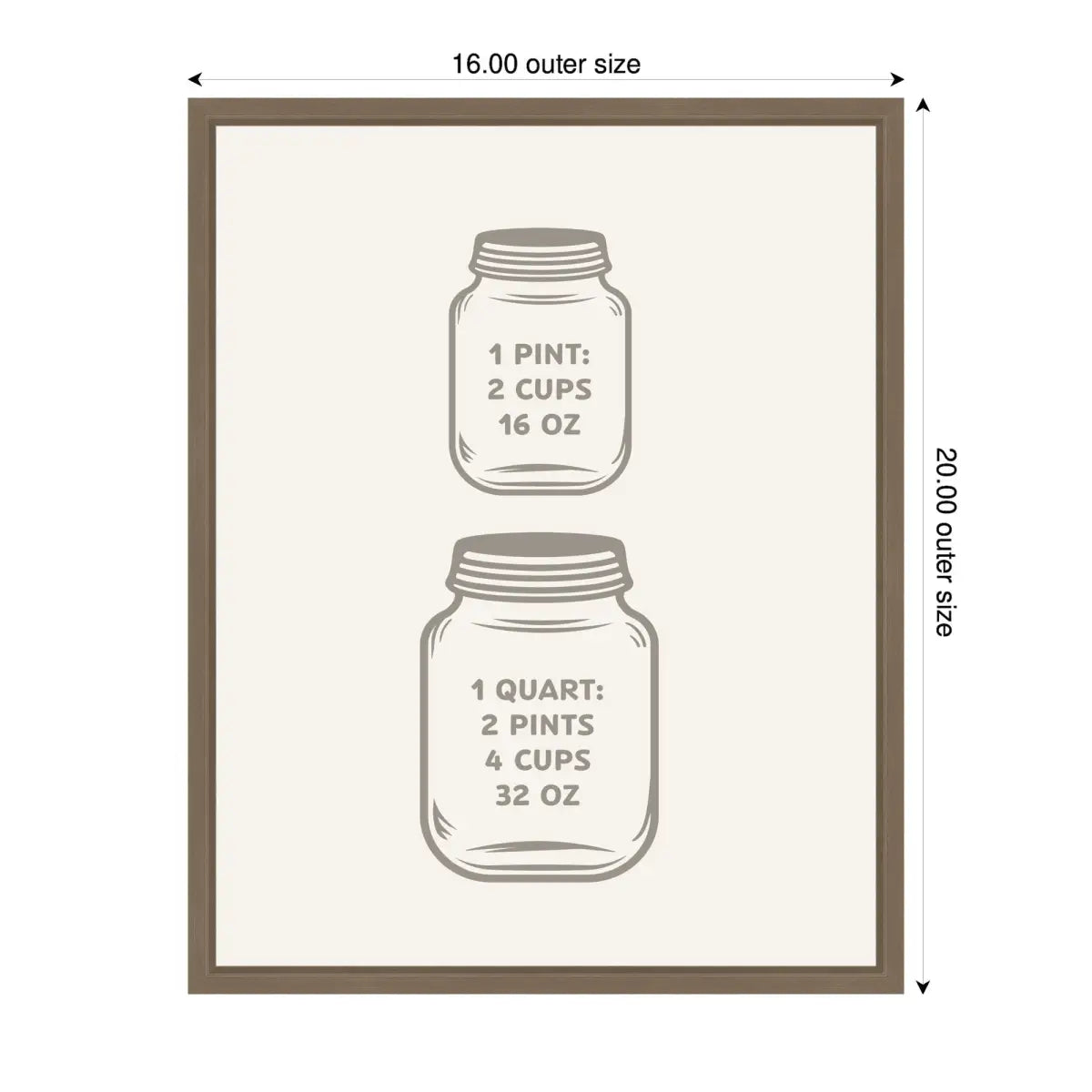 Kitchen Conversion Charts Pint Quart Framed Canvas Wall Art Print - kateandlaurel