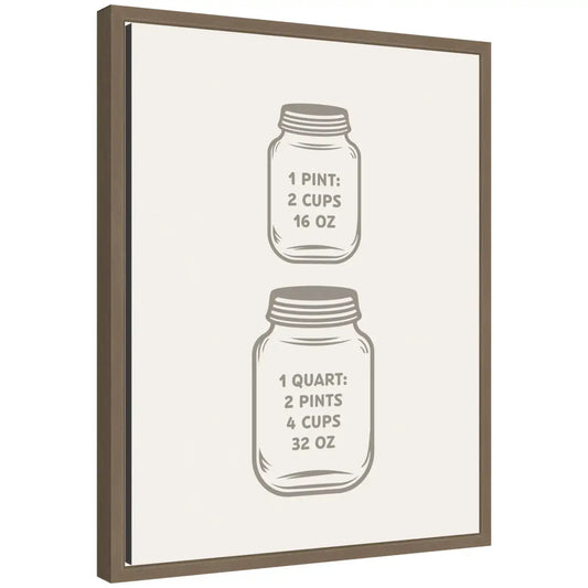 Kitchen Conversion Charts Pint Quart Framed Canvas Wall Art Print - kateandlaurel