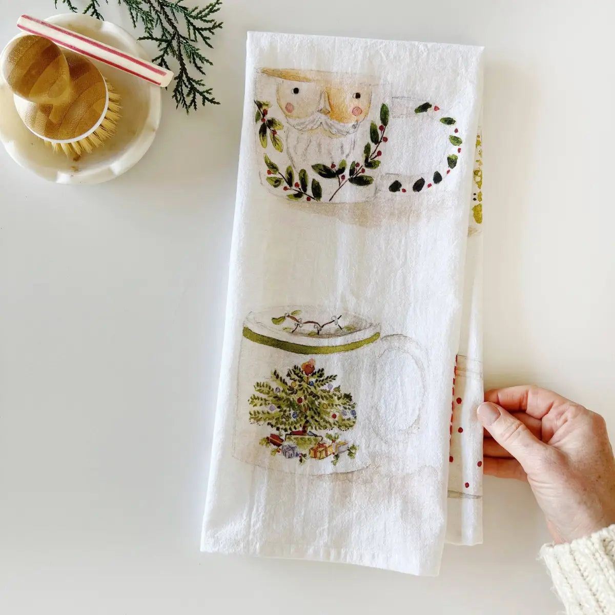 Kitchen Tea Towel - Christmas Mugs by Emily Lex - emily lex studio