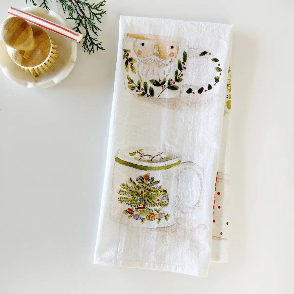 Kitchen Tea Towel - Christmas Mugs by Emily Lex - emily lex studio