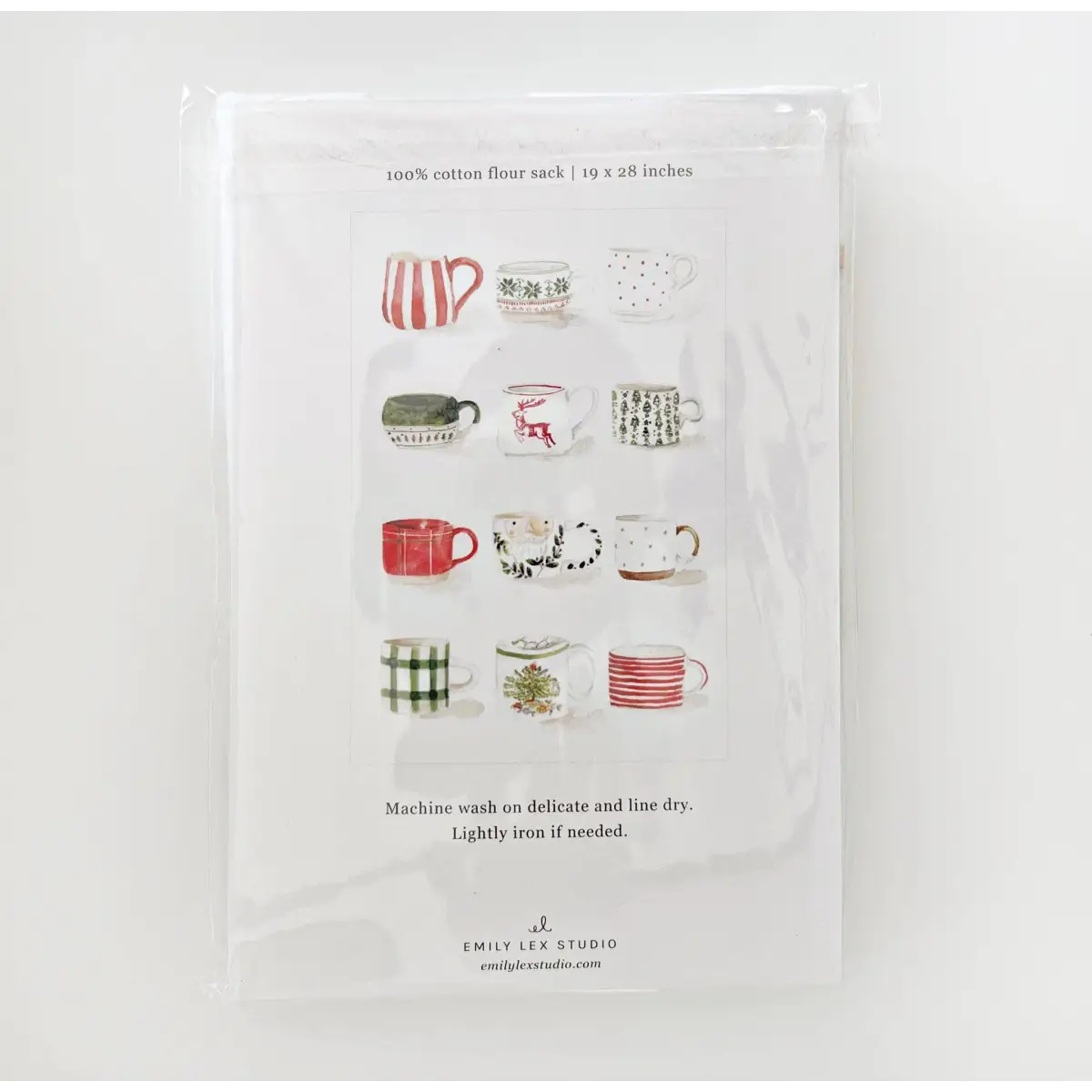 Kitchen Tea Towel - Christmas Mugs by Emily Lex - emily lex studio