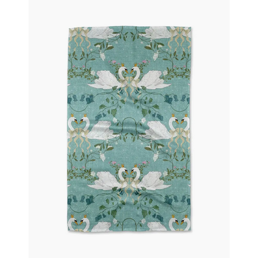 Kitchen Towel - Crowned Grace Swans - Geometry