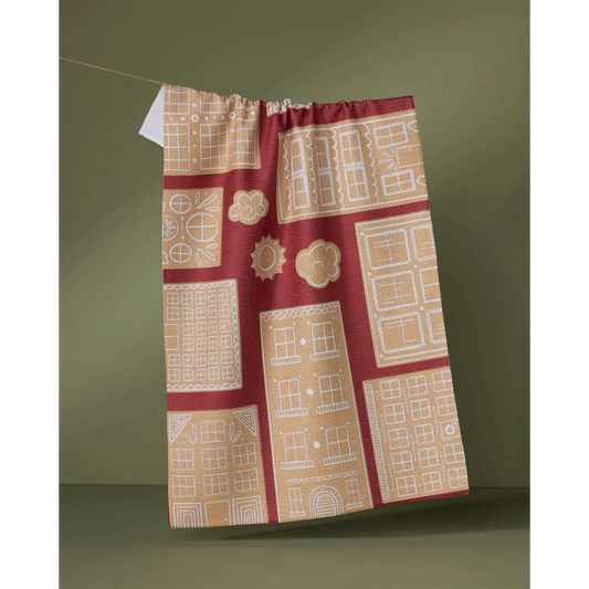 Kitchen Towel - Gingerbread City - Geometry