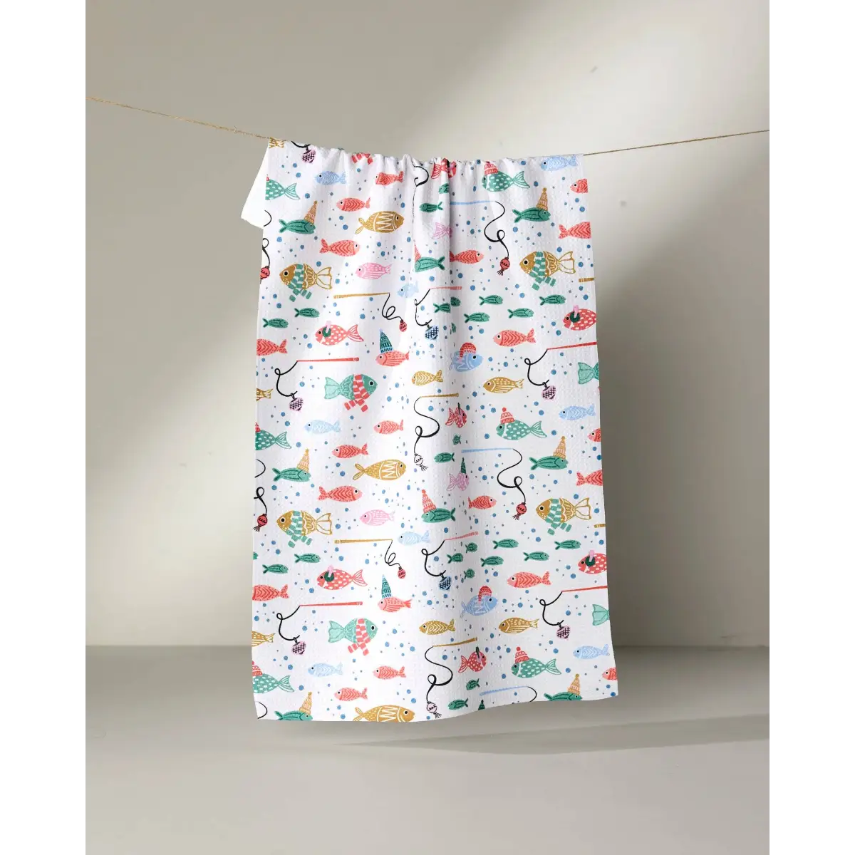 Kitchen Towel - Light Holiday Fish - Geometry
