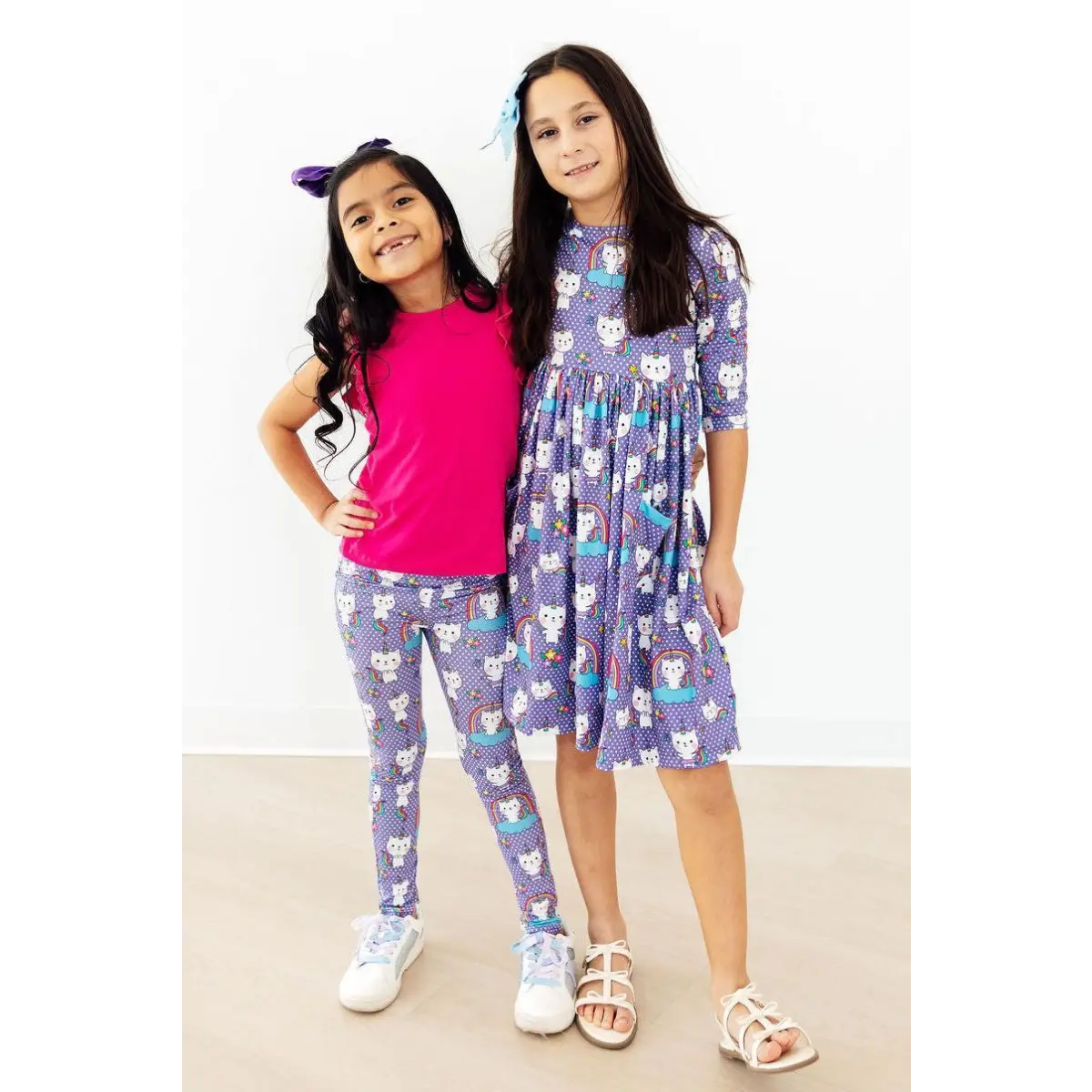 Pocket Twirl Dress - Kitties in the Clouds 3/4 Sleeve - Mila & Rose ®