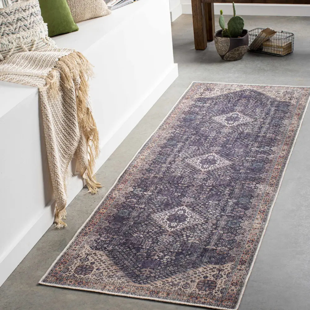 Kittrell Brown Medallion Washable Rug - Boutique Rugs