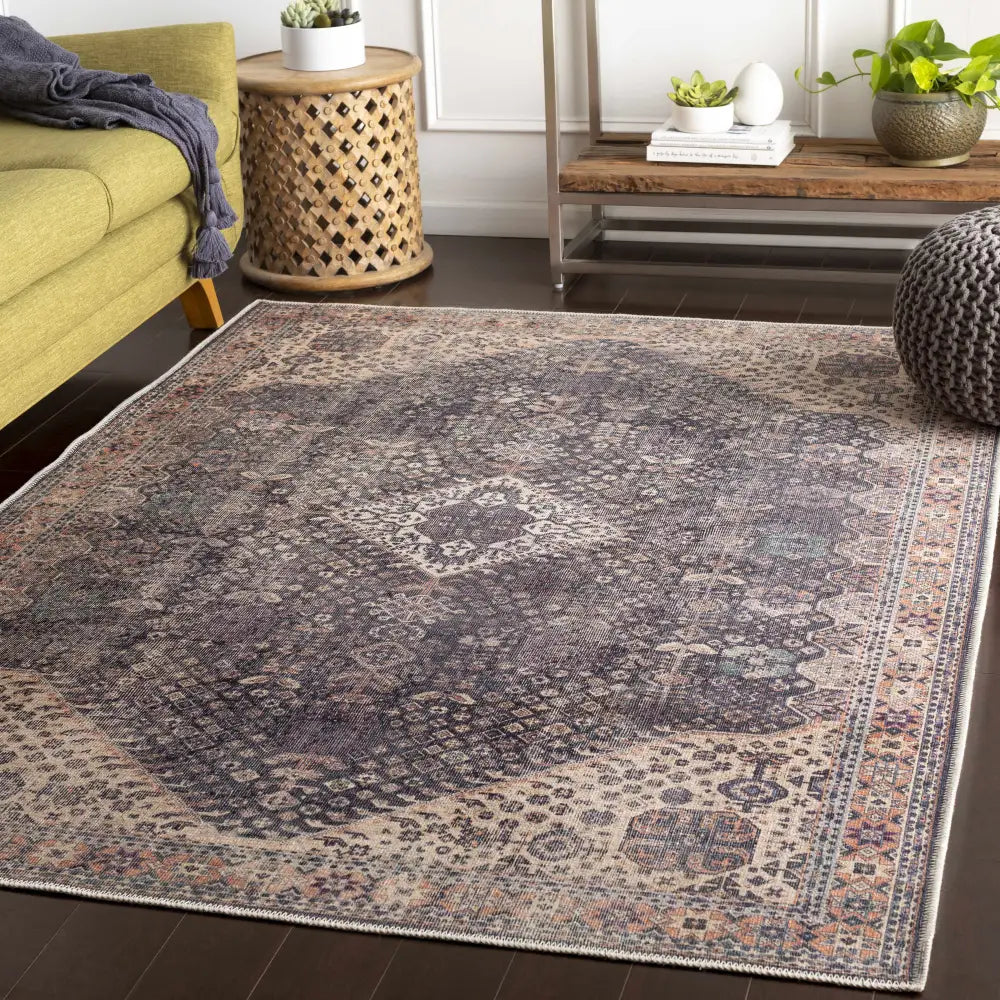 Kittrell Brown Medallion Washable Rug - Boutique Rugs
