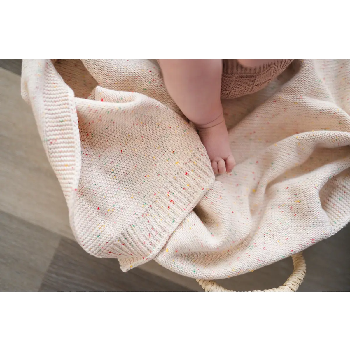 Knitted Baby Blanket - Rainbow Sprinkle - Harp Angel Boutique