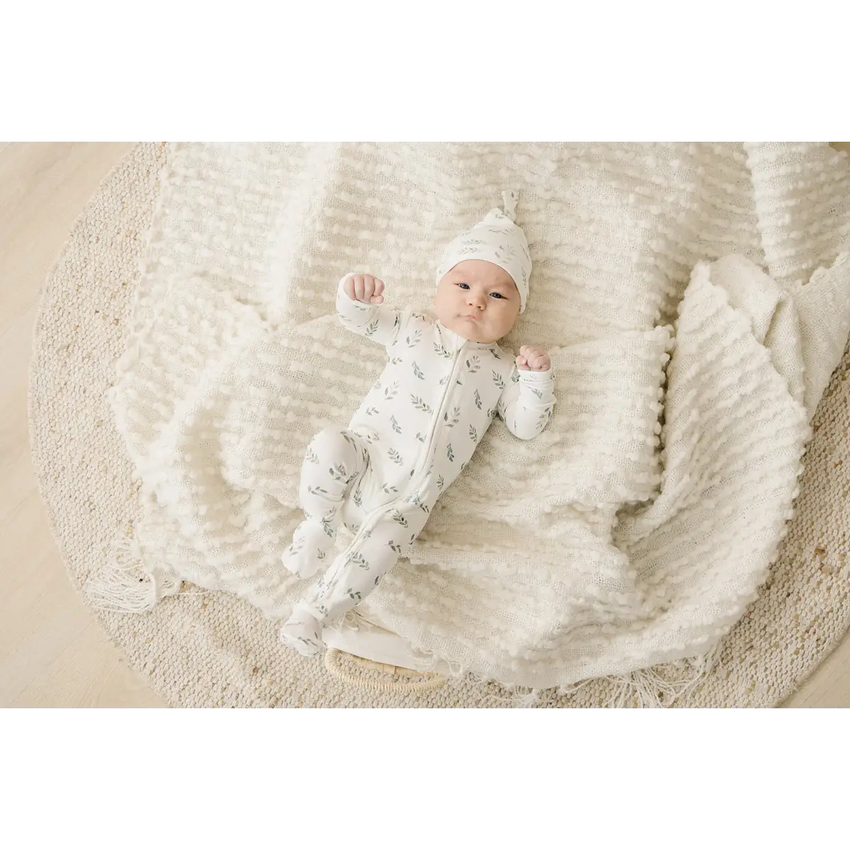 Knot Hat - Green Leaves - Harp Angel Boutique