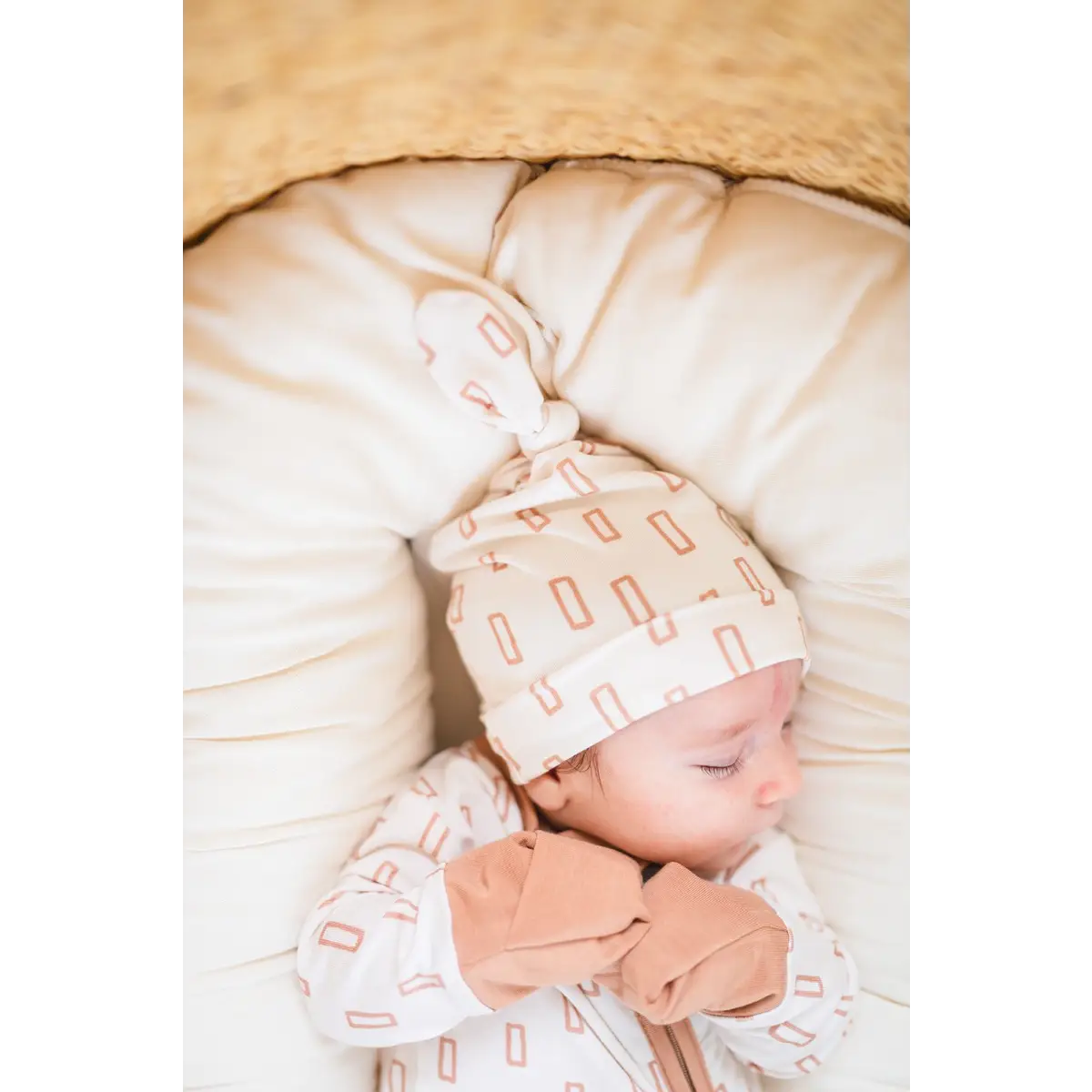 Knot Hat - Neutral Rectangle - Harp Angel Boutique