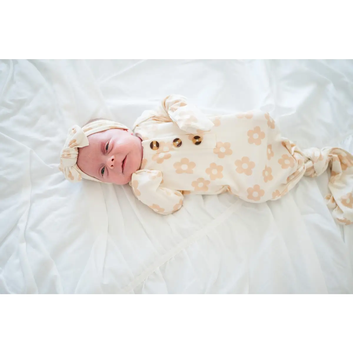 Knotted Baby Gown - Blush Daisy - Harp Angel Boutique
