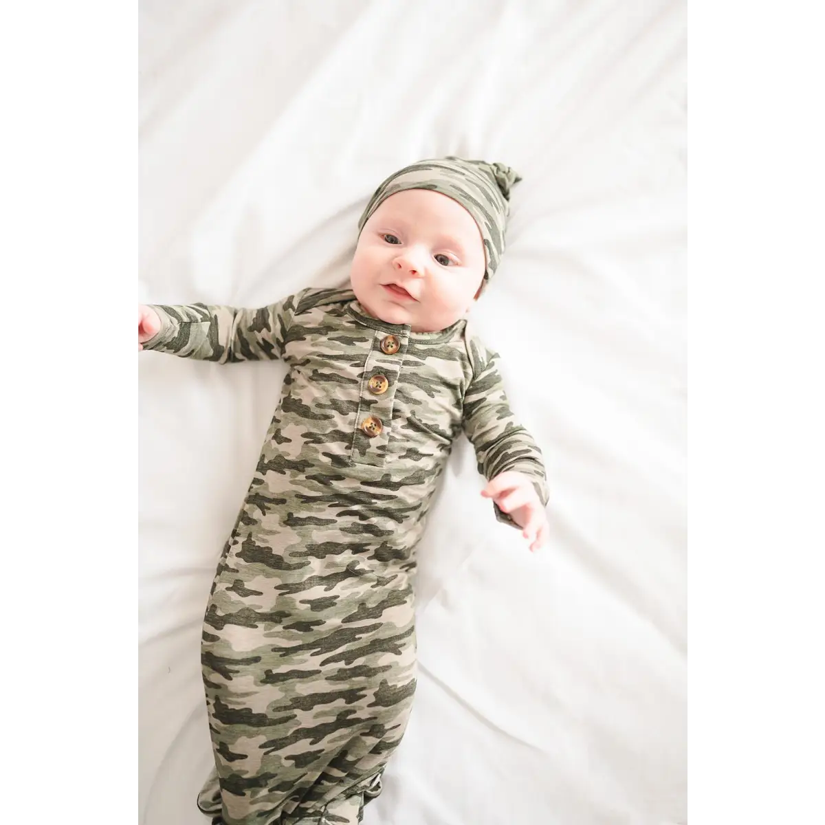 Knotted Baby Gown - Camo - Harp Angel Boutique