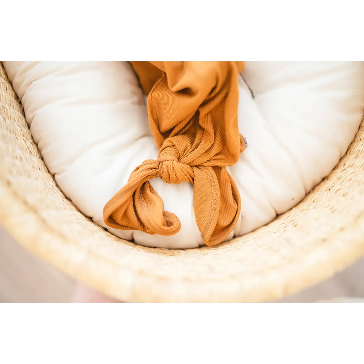 Knotted Baby Gown - Caramel Ribbed - Harp Angel Boutique