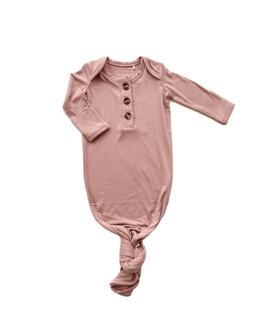 Knotted Baby Gown - Dusty Pink - Harp Angel Boutique