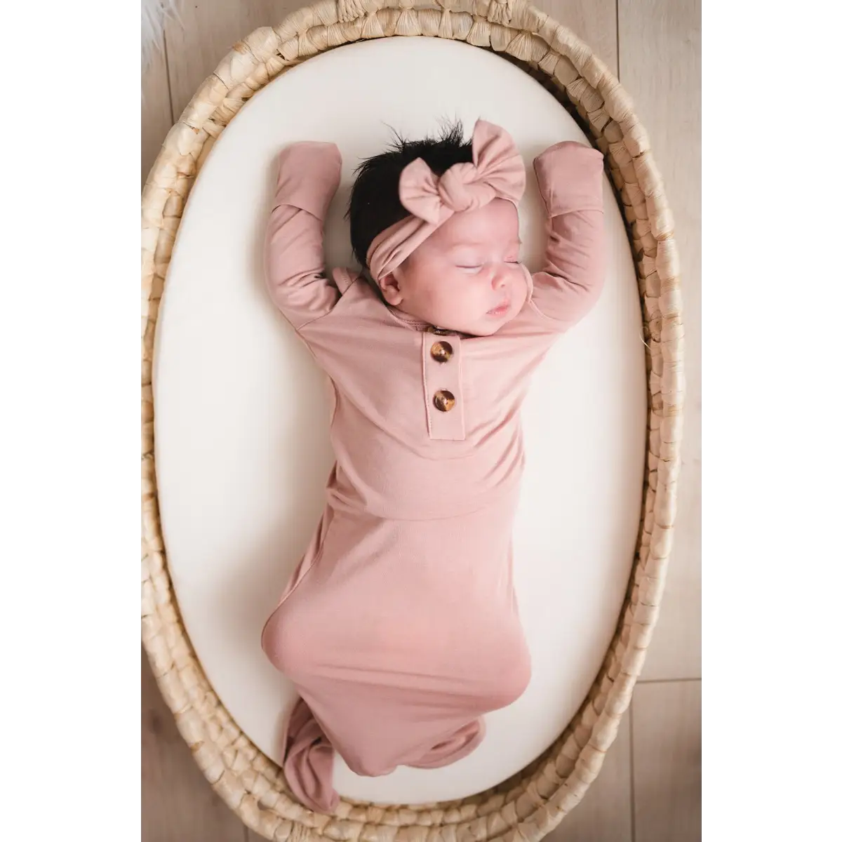 Knotted Baby Gown - Dusty Pink - Harp Angel Boutique