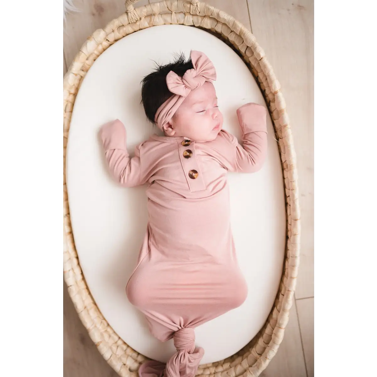 Knotted Baby Gown - Dusty Pink - Harp Angel Boutique