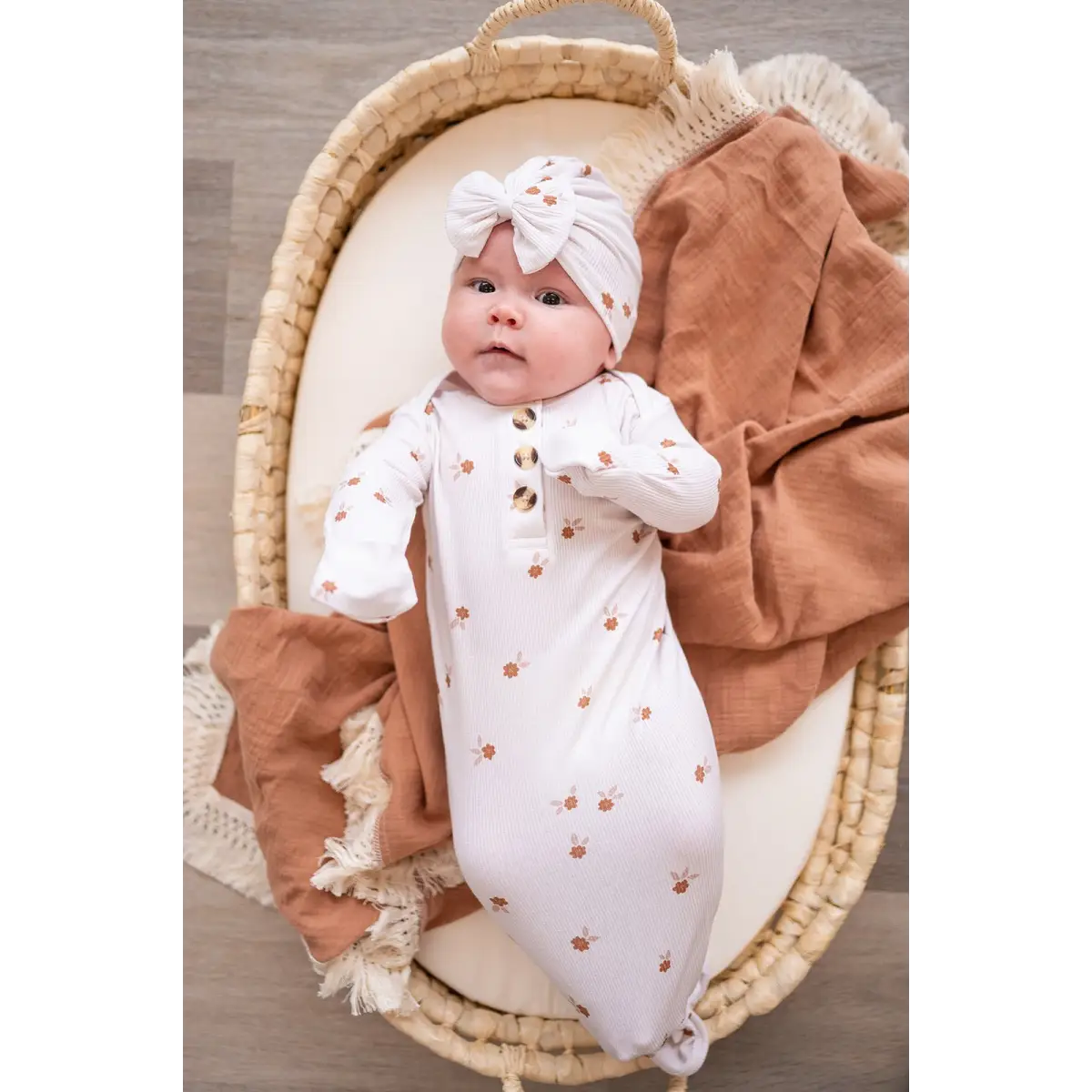 Knotted Baby Gown - Fleur - Harp Angel Boutique