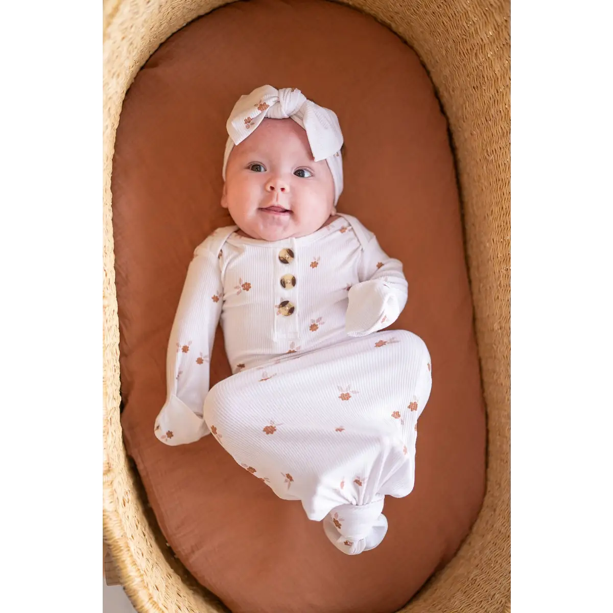 Knotted Baby Gown - Fleur - Harp Angel Boutique