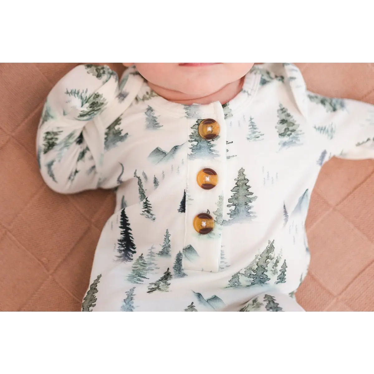 Knotted Baby Gown - Green Forest - Harp Angel Boutique