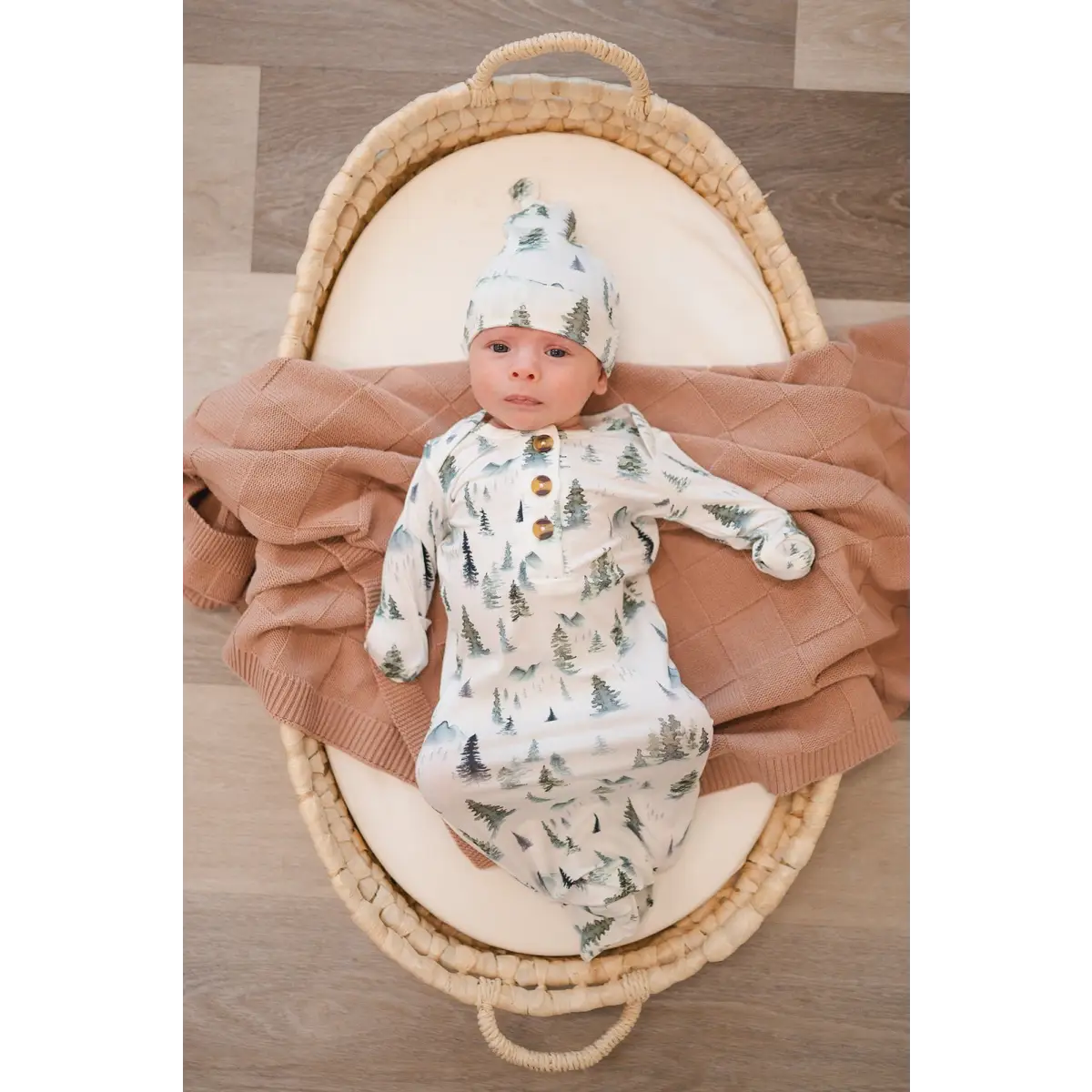 Knotted Baby Gown - Green Forest - Harp Angel Boutique