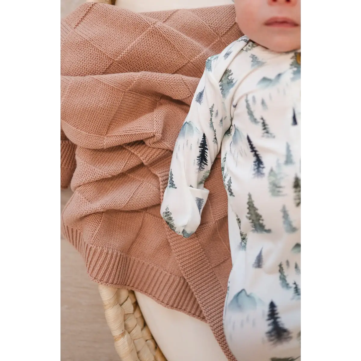 Knotted Baby Gown - Green Forest - Harp Angel Boutique