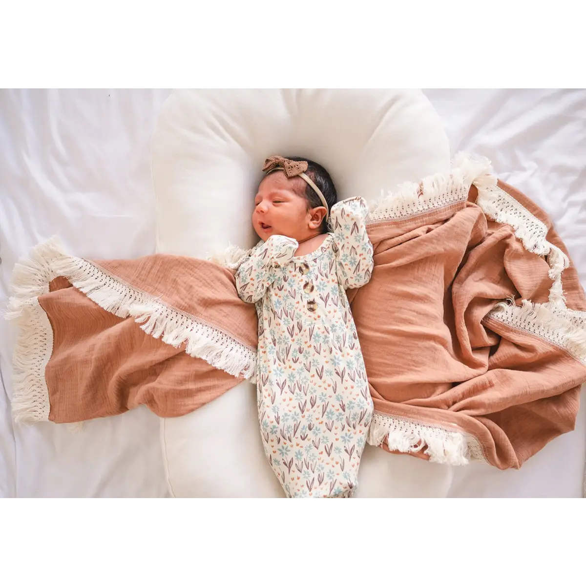 Knotted Baby Gown - La La Floral - Harp Angel Boutique
