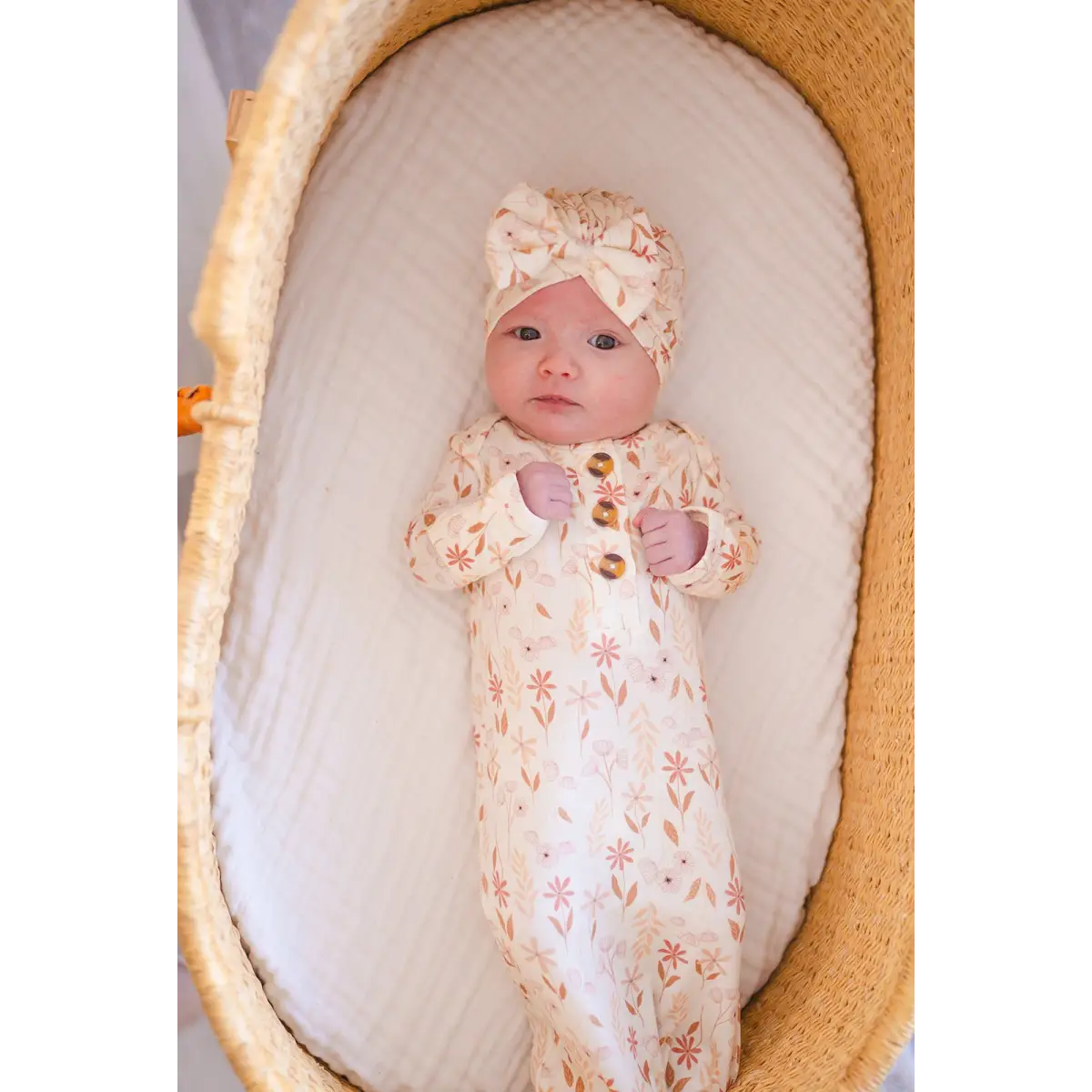 Knotted Baby Gown - Wildflower - Harp Angel Boutique