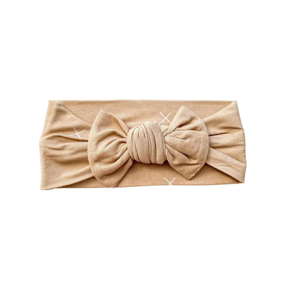 Knotted Headband - Beige X’s - Harp Angel Boutique