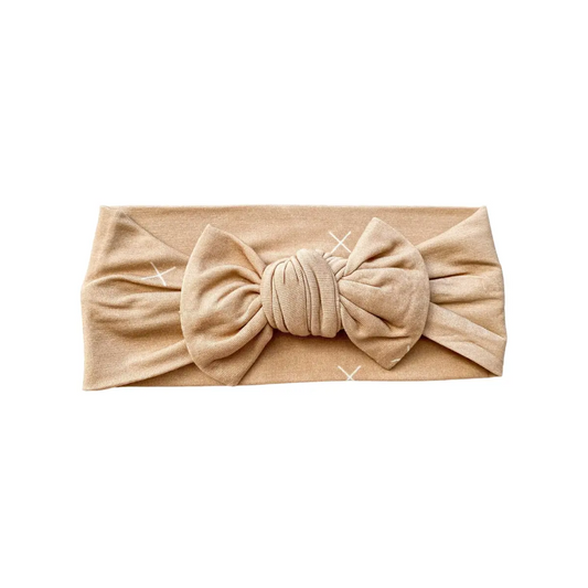 Knotted Headband - Beige X’s - Harp Angel Boutique