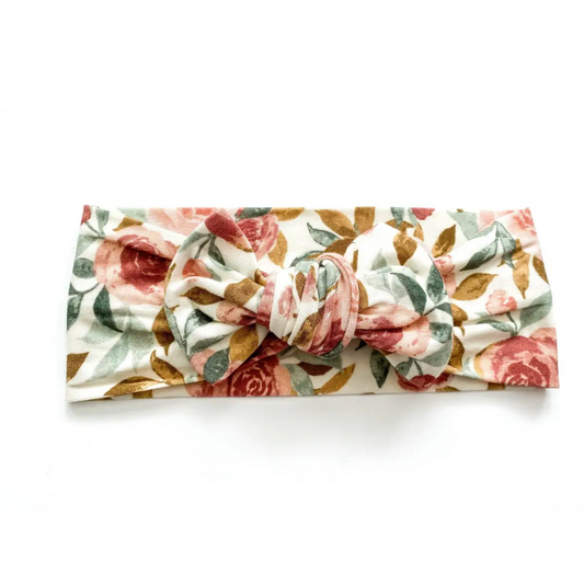 Knotted Headband - Dusty Pink Floral - Harp Angel Boutique