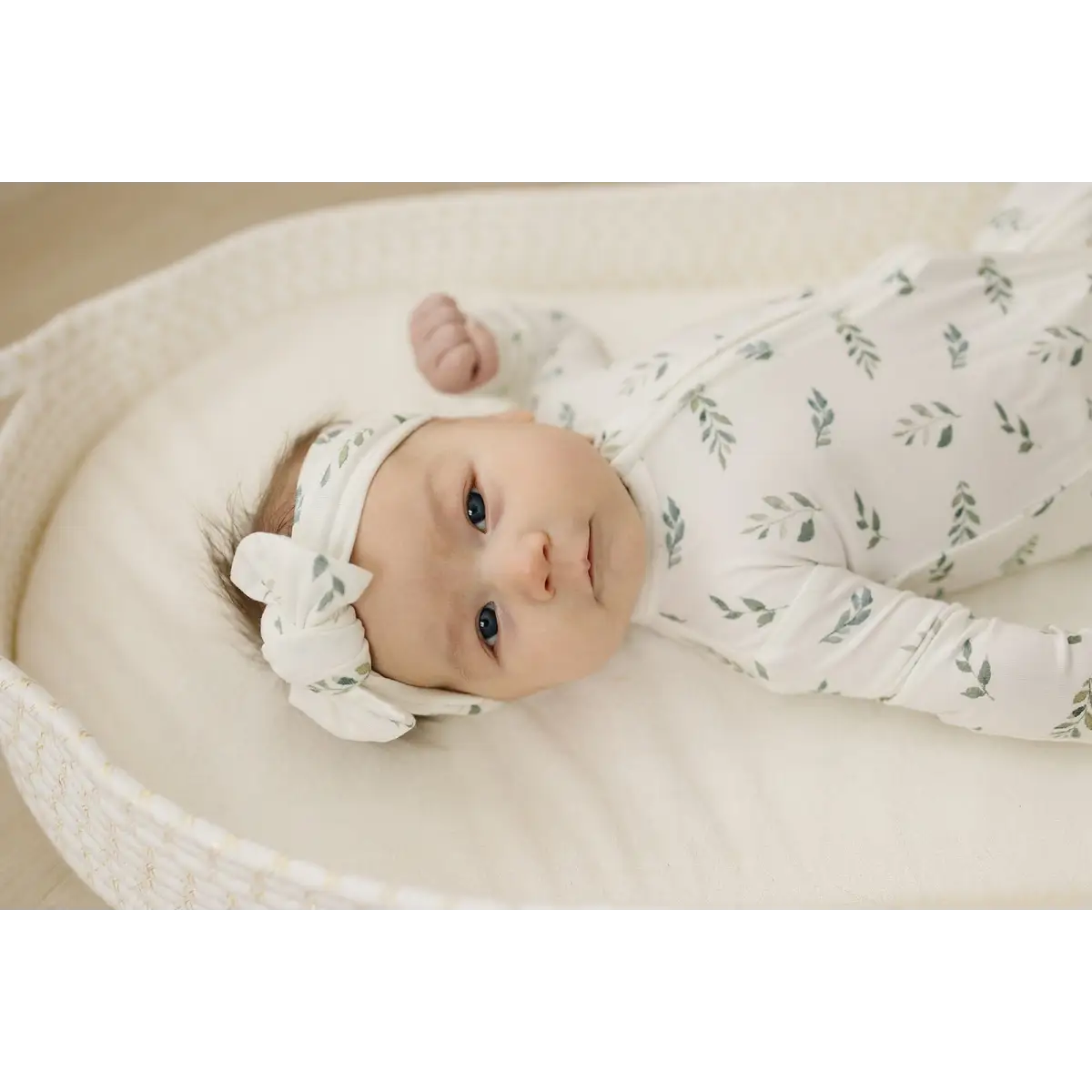 Knotted Headband - Green Leaves - Harp Angel Boutique