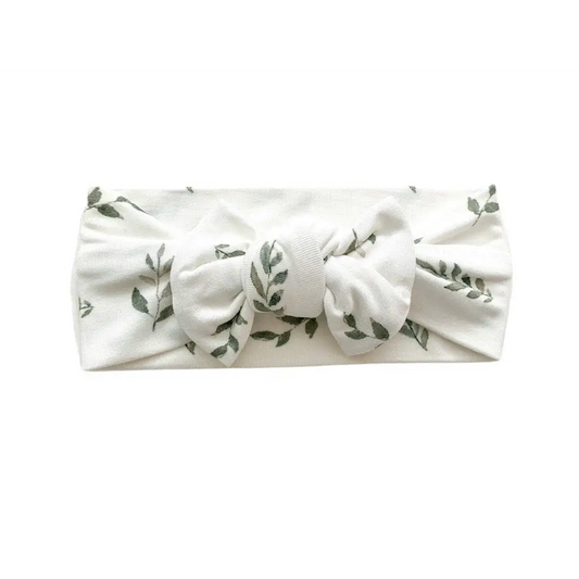 Knotted Headband - Green Leaves - Harp Angel Boutique