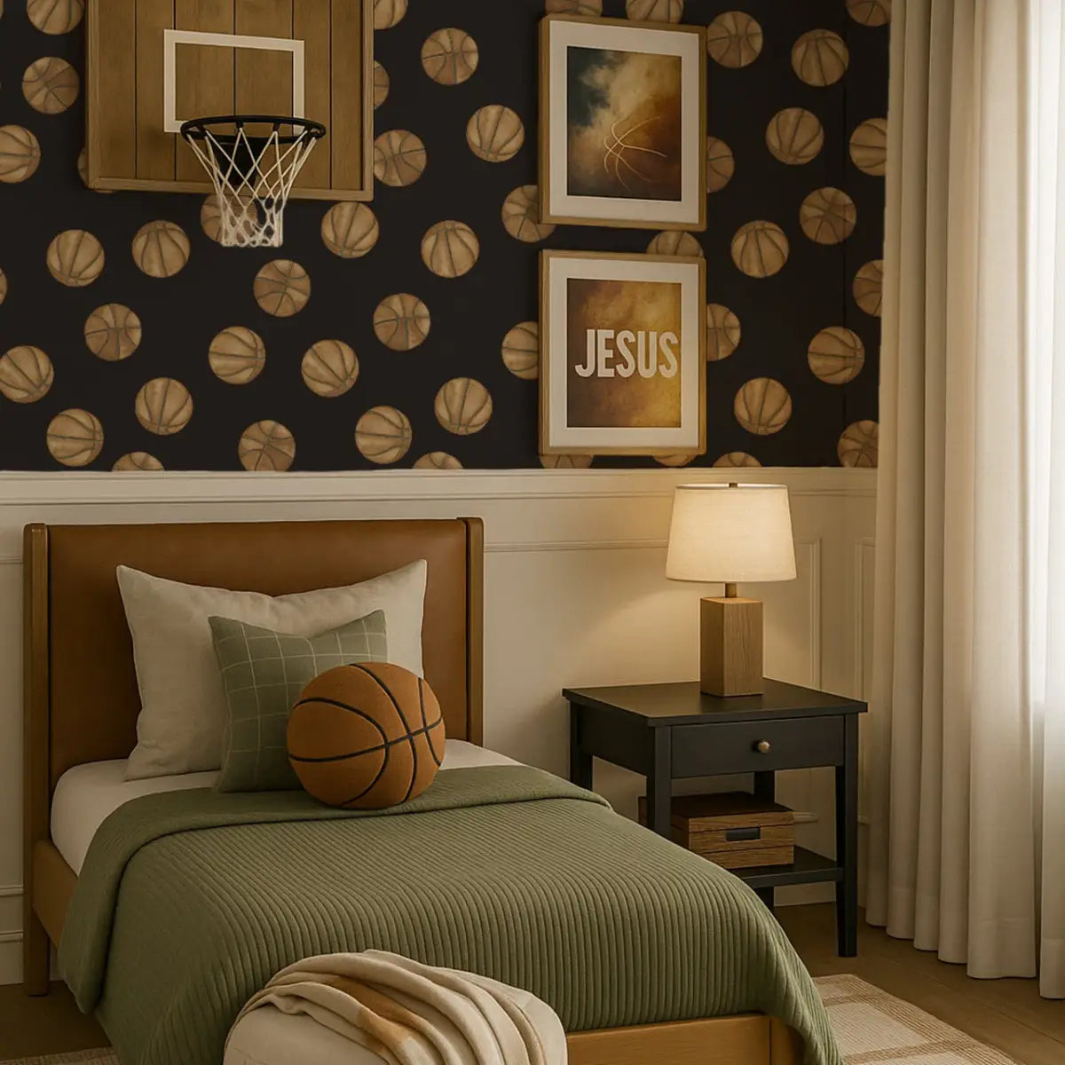 Knox Wallpaper - Basketball - by Hailey Kiefer - Loomwell Home Goods