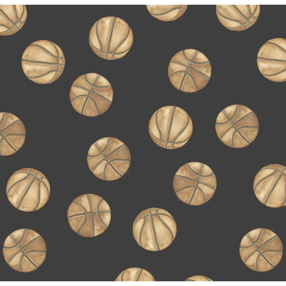 Knox Wallpaper - Basketball - by Hailey Kiefer - Sample 1 foot by 1 foot / Black - Loomwell Home Goods