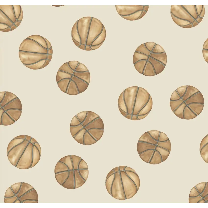 Knox Wallpaper - Basketball - by Hailey Kiefer - Sample 1 foot by 1 foot / Cream - Loomwell Home Goods