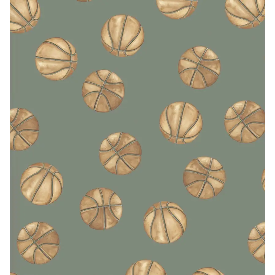 Knox Wallpaper - Basketball - by Hailey Kiefer - Sample 1 foot by 1 foot / Dark Green - Loomwell Home Goods