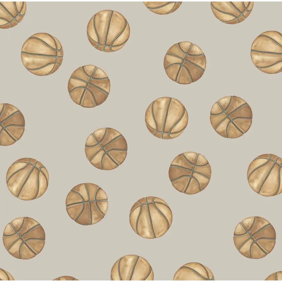 Knox Wallpaper - Basketball - by Hailey Kiefer - Sample 1 foot by 1 foot / Gray - Loomwell Home Goods