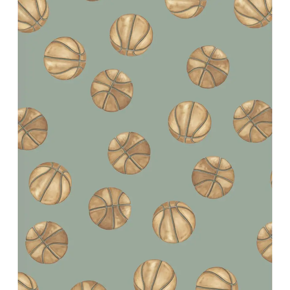 Knox Wallpaper - Basketball - by Hailey Kiefer - Sample 1 foot by 1 foot / Sage - Loomwell Home Goods