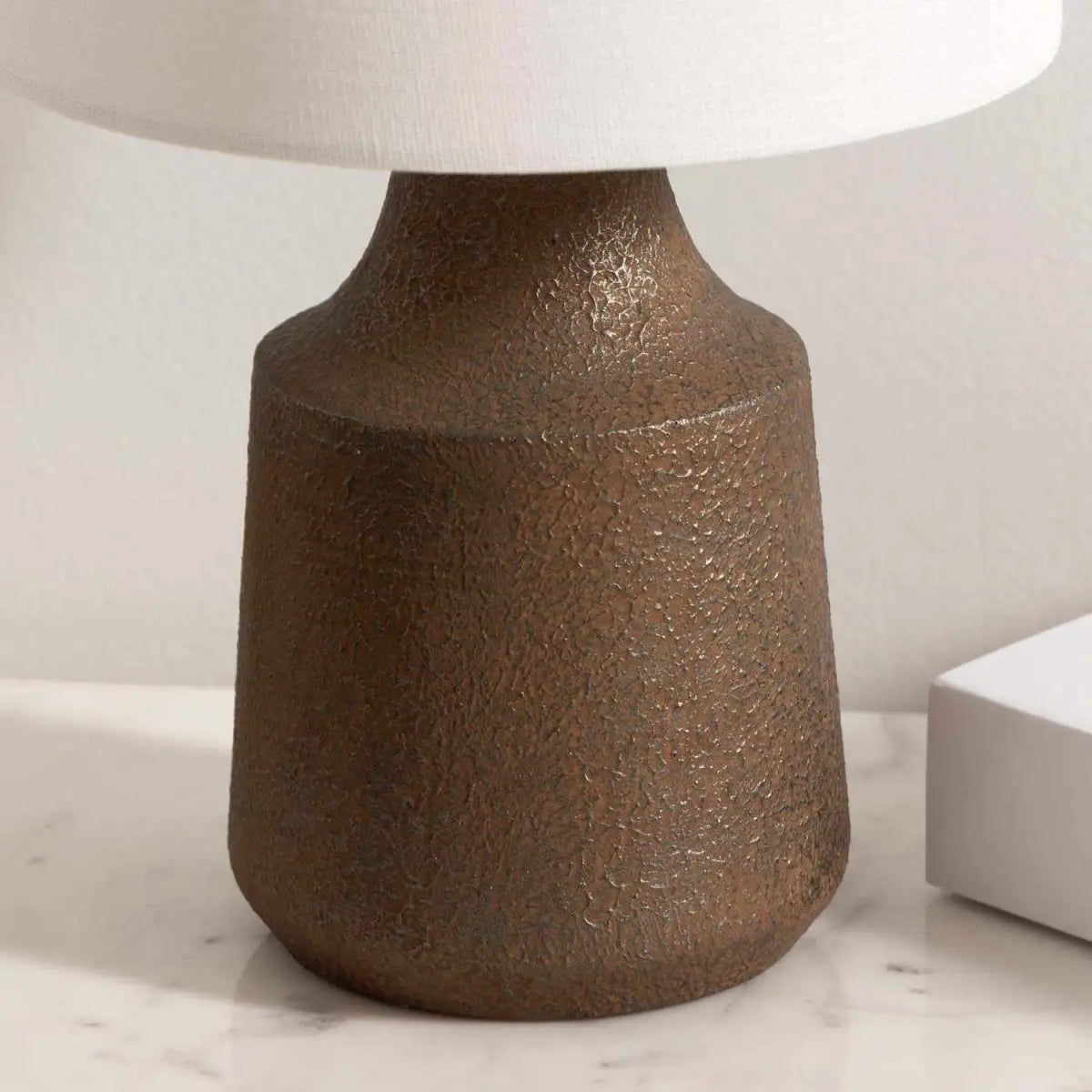 Kumlu Ribbed Ceramic Bronze Table Lamp - 18’’H x 8’’W x 8’’D - Boutique Rugs
