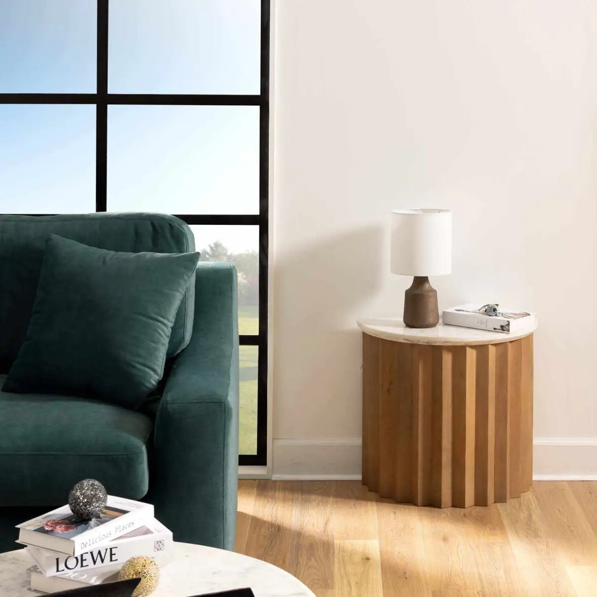 Kumlu Ribbed Ceramic Bronze Table Lamp - 18’’H x 8’’W x 8’’D - Boutique Rugs