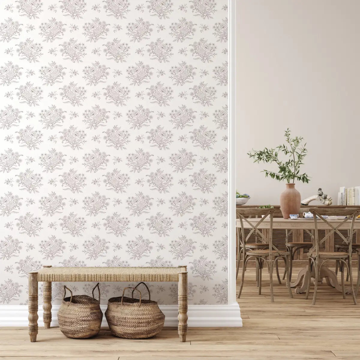 Kylia Wallpaper - Subtle Bouquets - by Gooseberry Moon - Loomwell Home Goods