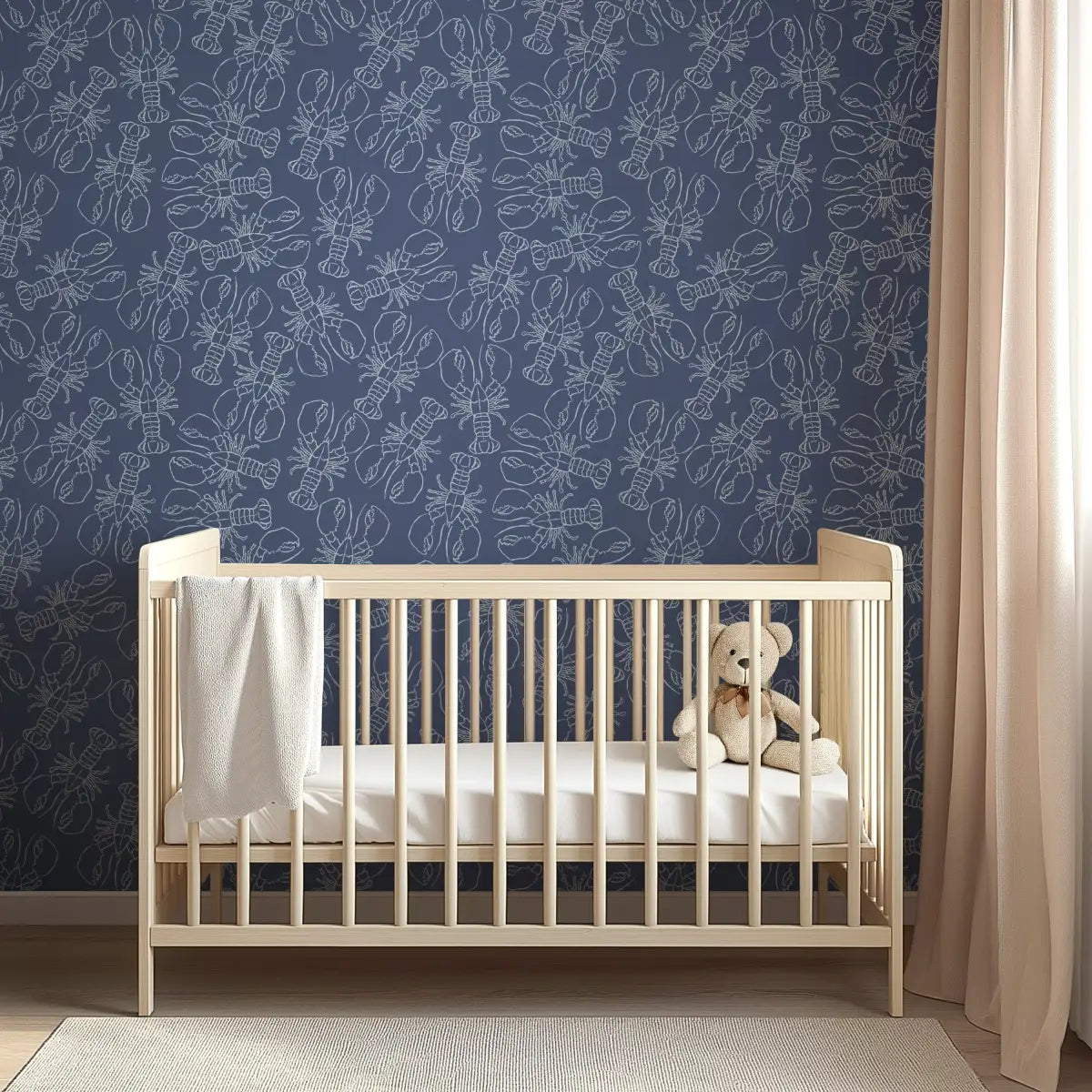Lachlan Wallpaper - Lobster Line Drawing - by Studio Stephie - Loomwell Home Goods