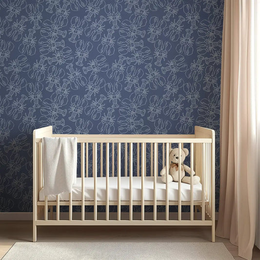 Lachlan Wallpaper - Lobster Line Drawing - by Studio Stephie - Loomwell Home Goods