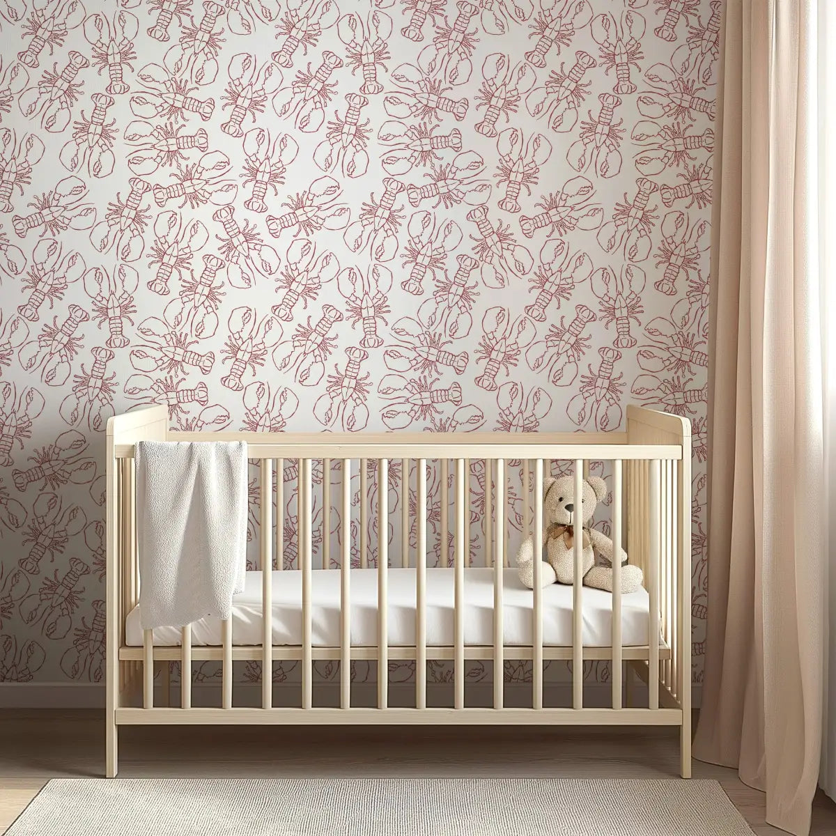 Lachlan Wallpaper - Lobster Line Drawing - by Studio Stephie - Loomwell Home Goods