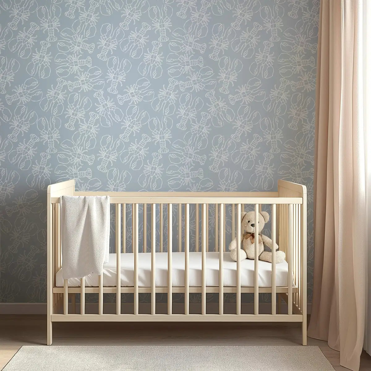 Lachlan Wallpaper - Lobster Line Drawing - by Studio Stephie - Loomwell Home Goods