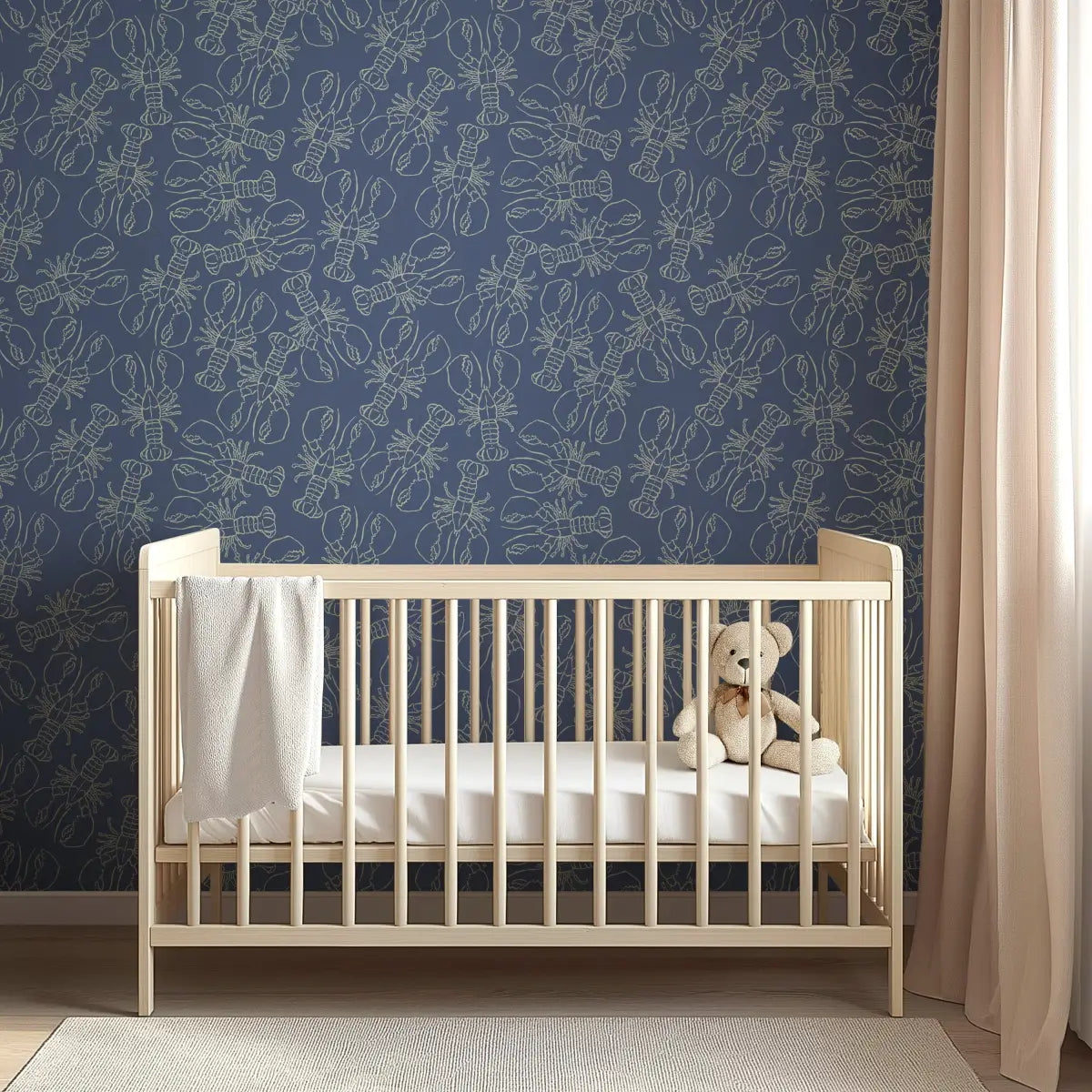 Lachlan Wallpaper - Lobster Line Drawing - by Studio Stephie - Loomwell Home Goods