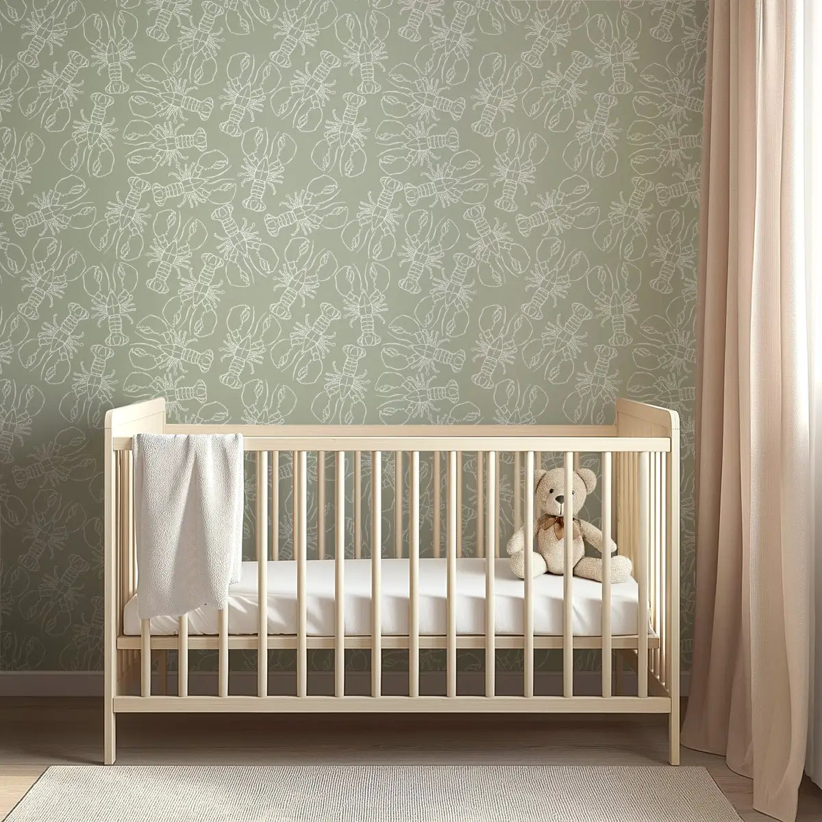Lachlan Wallpaper - Lobster Line Drawing - by Studio Stephie - Loomwell Home Goods